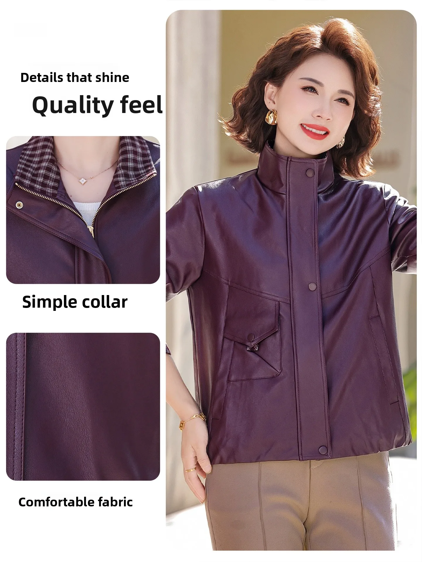 Vêtements d'extérieur de mode printanière pour jeunes mamans, veste en cuir décontractée, vêtements pour femmes d'âge moyen et âgées, haut de marque pour femme