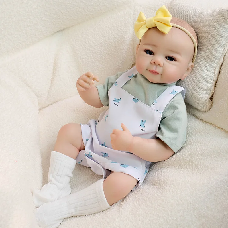 48cm Full Vinyl Body Reborn Girl Doll  Julietta with 3D Skin Multiple Layers Painting Blue Eyes Painted Hair Doll Toy