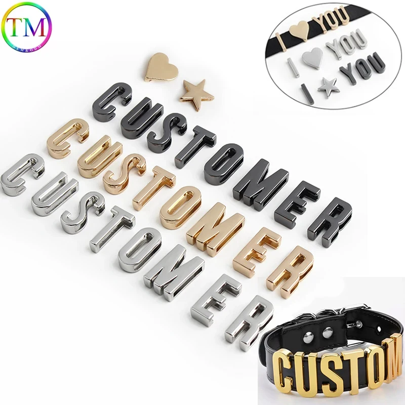 19MM Métal A-Z Alphabet Solide Plaine Coulissante Lettre Perle Lettrage Collier/Chokers Artisanat Patients Sacs À Main exécutif Quincaillerie Accessoires