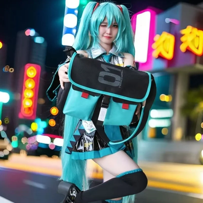 アニメ初音ミクショルダーバッグかわいい大容量収納クロスボディバッグ学生通学防水女の子子供新年ギフト
