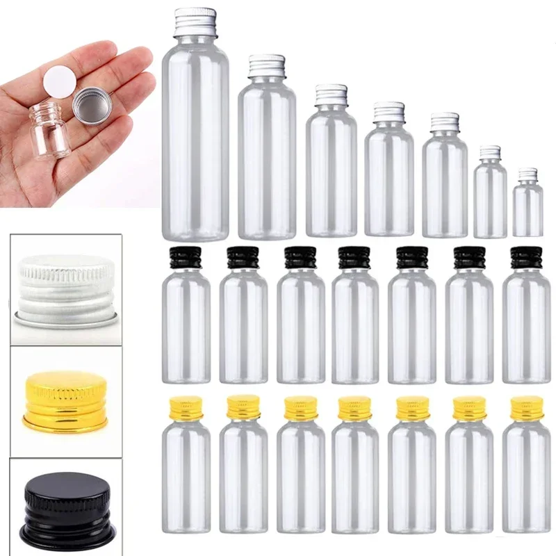 

10Pcs Portable 5ml-250ML Clear Mini Plastic Sample Bottle With Aluminum Screw Lids Travel Cosmetic Containers For Lotion Water