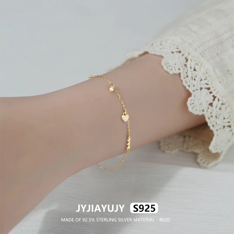 

JYJIAYUJY 100% Whole Sterling Silver S925 Bracelet Heart Design With Mini Zircon Quality Fashion Jewelry Gift Daily Use B020