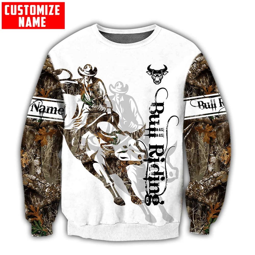 Custom Name Bull Riding Tattoo 3D All Over Printed Men Hoodie Unisex Hooded sweatshirt Streetwear Casual zipper hoodies DK445