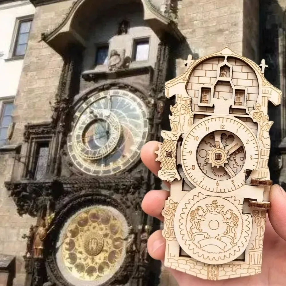 Wooden Prague Square Fridge Magnets European Style Unique Design Tourism Souvenir Magnets Souvenir Collection