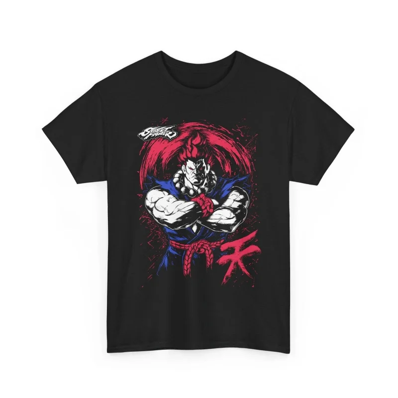 

Akuma Gouki 0329 Street Fighter Retro Combat Gift t shirt Arcade game Graphic Tee 100% cotton print Y2K Clothes Large size Tops