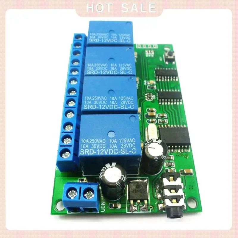 24-Hour Delivery AD22B04 4 Channel Relay DTMF Tone Signal Decoder Remote Control Relay Module 12V DC For PLC Smart Home