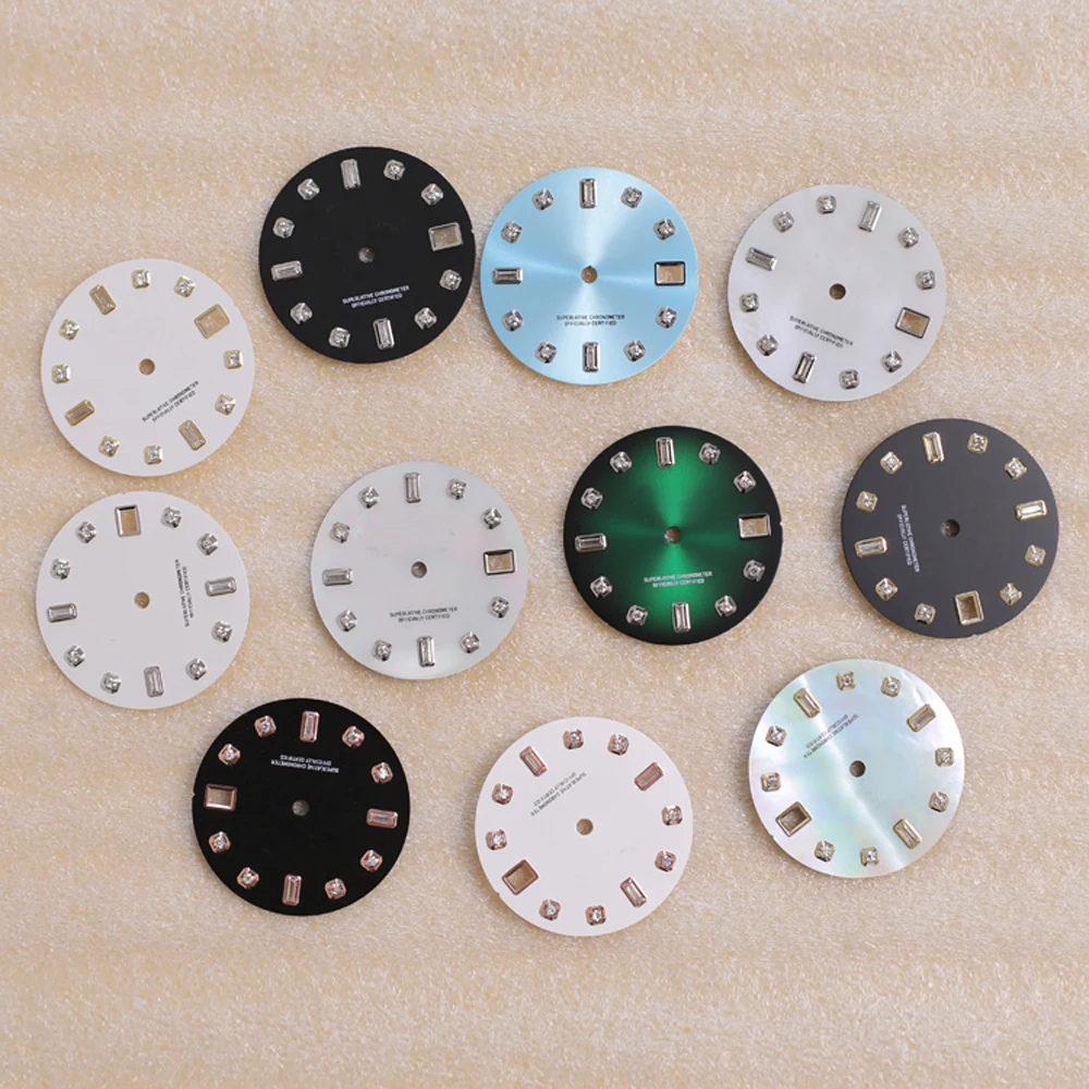 

28.5mm Bar Diamond S Watch Dial Sea Shell for NH35 NH36 Movement Shell Dials Pointers Spare Part