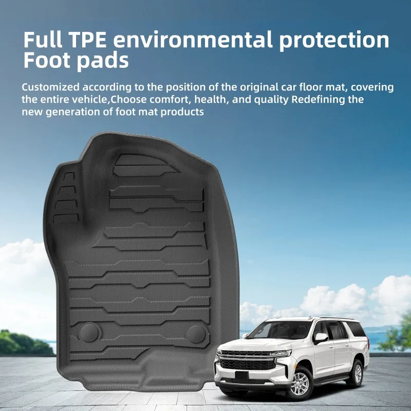For Chevrolet Suburban / GMC Yukon XL 2021-2024 7-Seater TPE 3D Floor Mats Full Set Waterproof Floor Liners With Cargo Trunk Mat view 5
