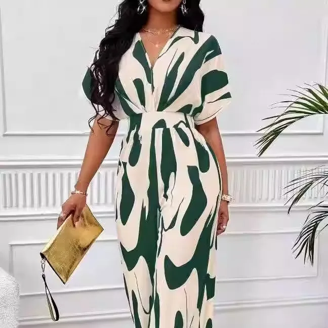 

Широкий комбинезон с принтом Batwing Sve, длинные брюки с высокой талией, женский цельный костюм из полиэфирной ткани