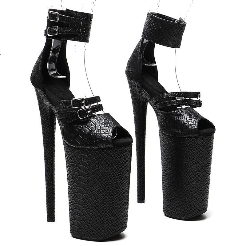 Leecabe 26cm/10 Zoll Schlange pu oberen offenen Zehen High Heel Plattform sexy exotische Party Sandalen Pole Dance Schuhe