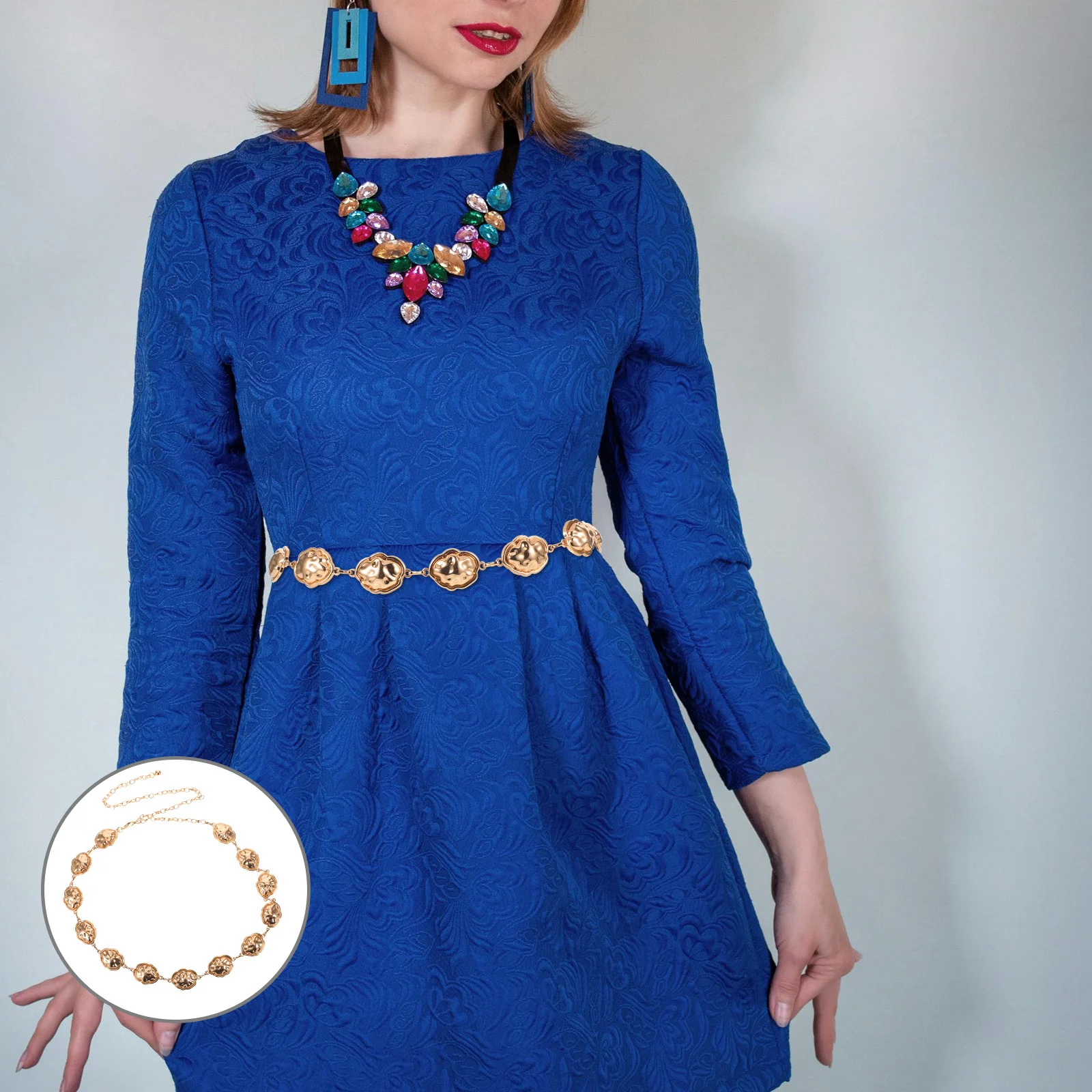 سلسلة خصر عصرية للنساء حزام معدني قابل للتعديل مجوهرات للجسم مع سلسلة بطن بوهو ساحرة لخصر فستان الشاطئ #1