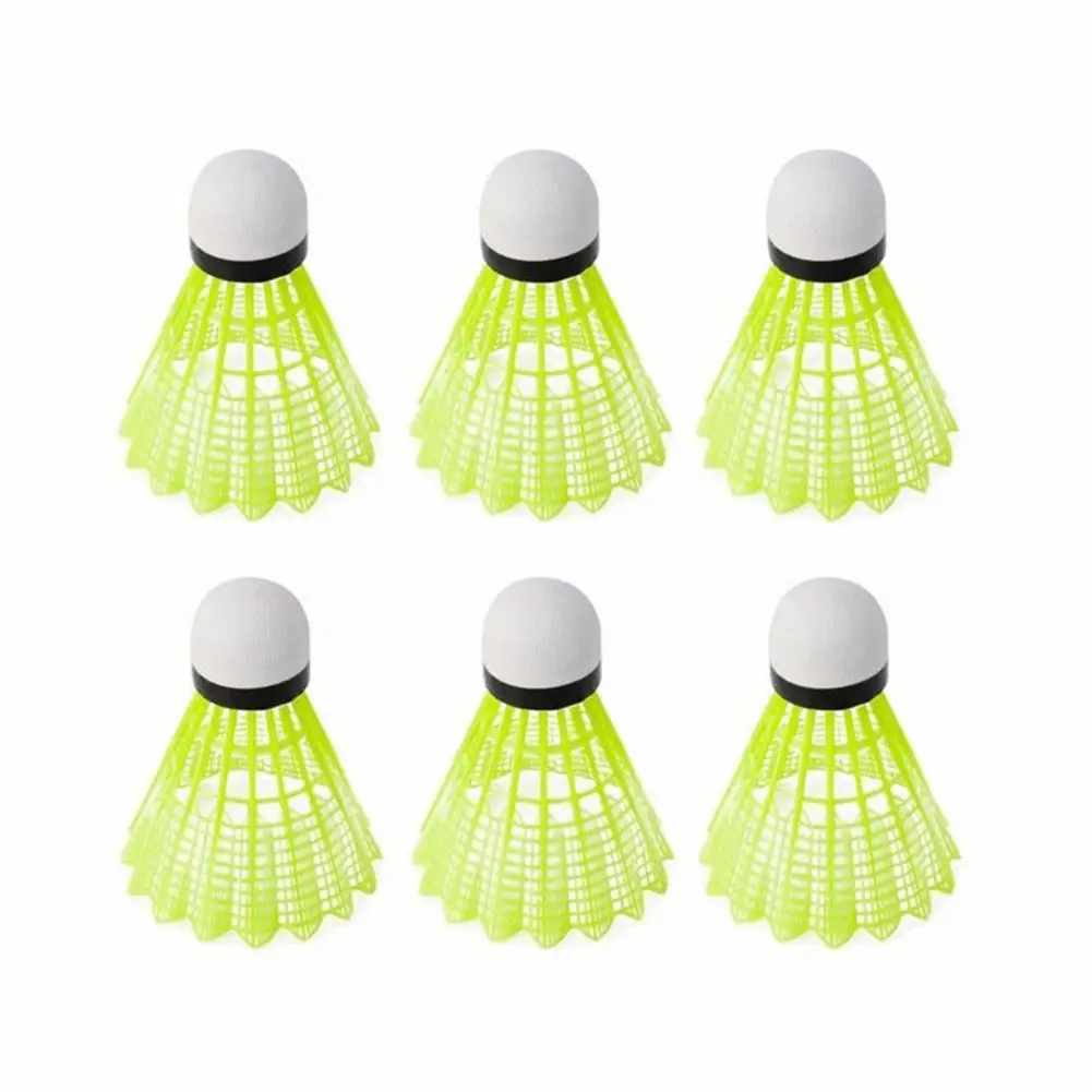 Yellow Feather Shuttlecocks 6 Pack High Speed Consistent Flight Wind Resistant For Sport Practice