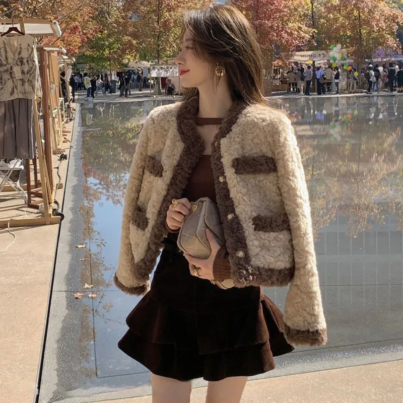 

Imitation Lamb Wool Short Jacket Women's Thickened 2024 New Korean Loose Top