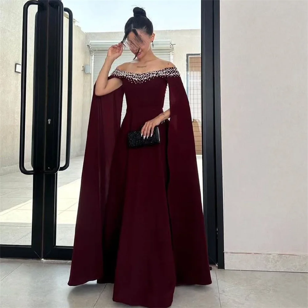 

ROYET Crystals Strapless Off The Shoulder Long Sleeve Mermaid Evening Party Dress Floor Length Sweep Train Prom Gown Customized