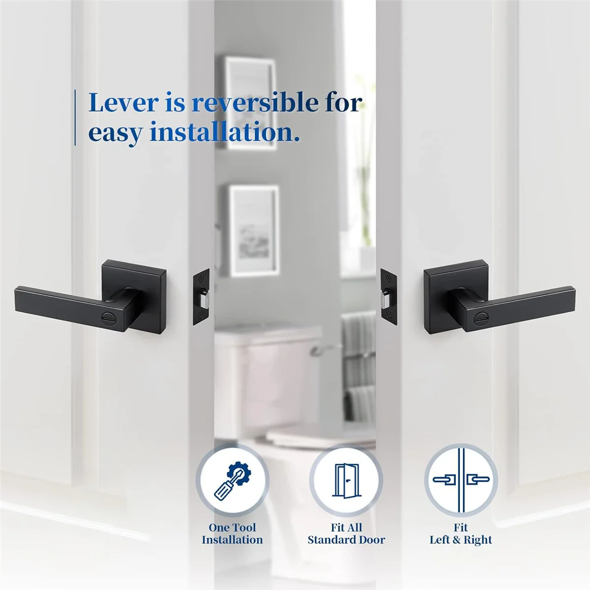 

AD29-Heavy Duty Door Lever Door Lock Square Door Handle Privacy Door Levers for Bed and Bath Room Keyless Interior