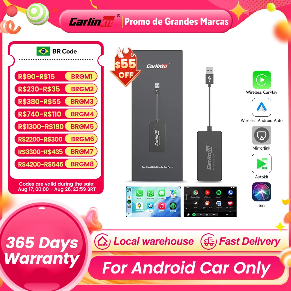 Dongle carplay sem fio para carro android sem fio android auto carlinkit carro jogar ios espelho tela mirrorlink adaptador usb ccpa