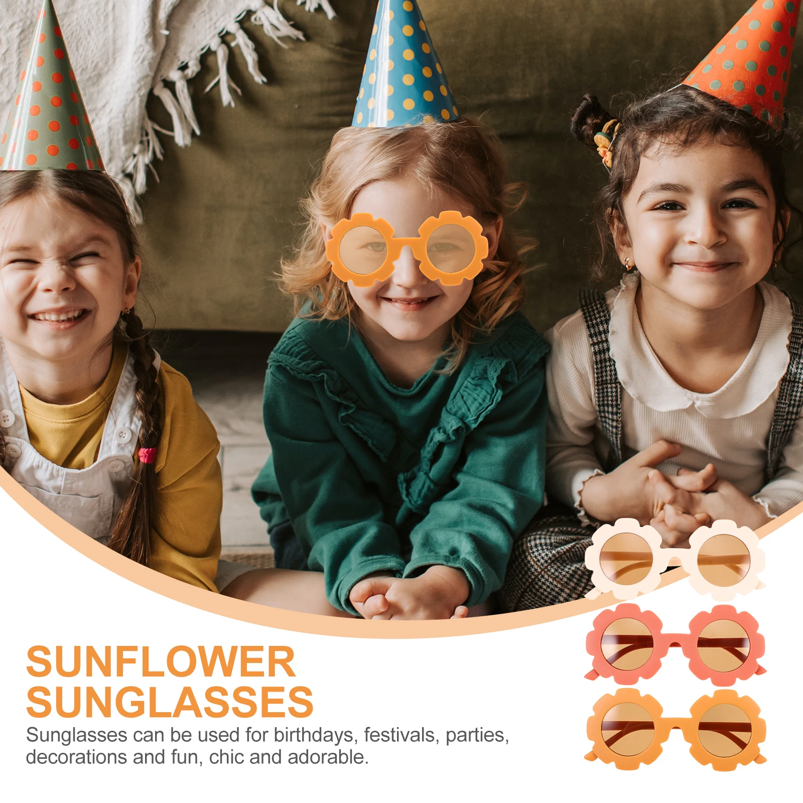 

3 Pairs 's Sunglasses Creative Summer Sunflower Shape Funny Eyewear