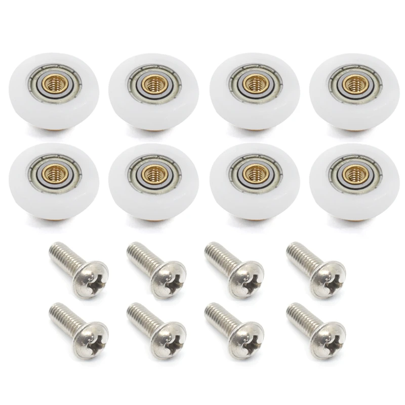 Weiyi 1set /8pcs Shower Room Pulley Bathroom Sliding Glass Door Wheels Nylon Copper Roller Hanging Round