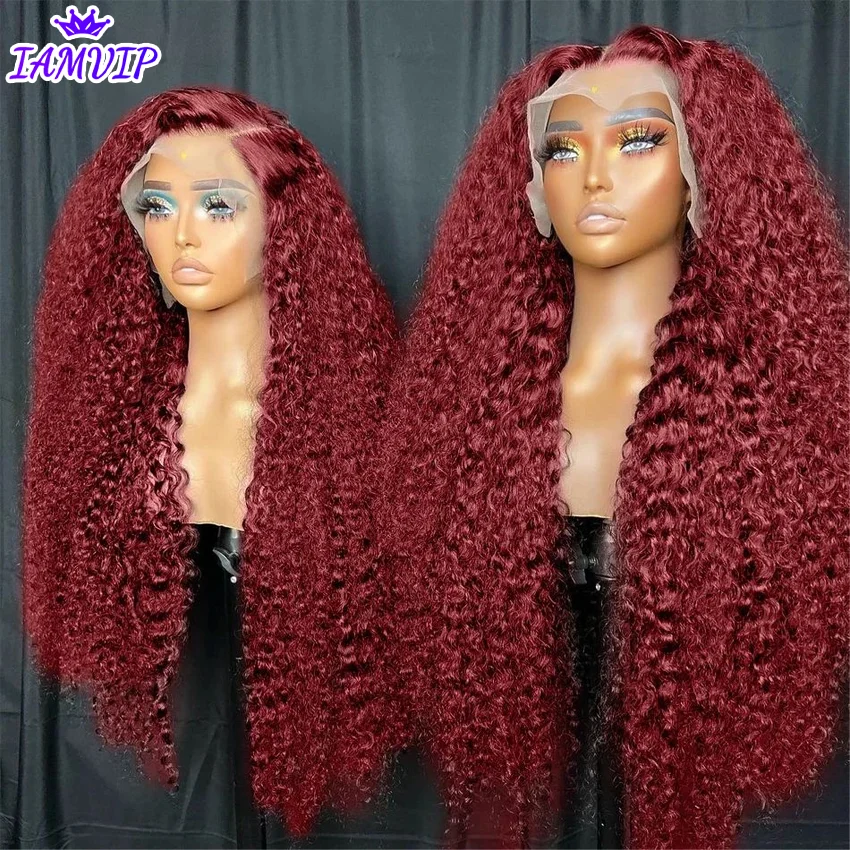 13x4 13x6 Hd Transparent Lace Frontal Wigs Human Hair For Black Women Deep Remy Human Hair 99j Burgundy Lace Wig Pre Plucked