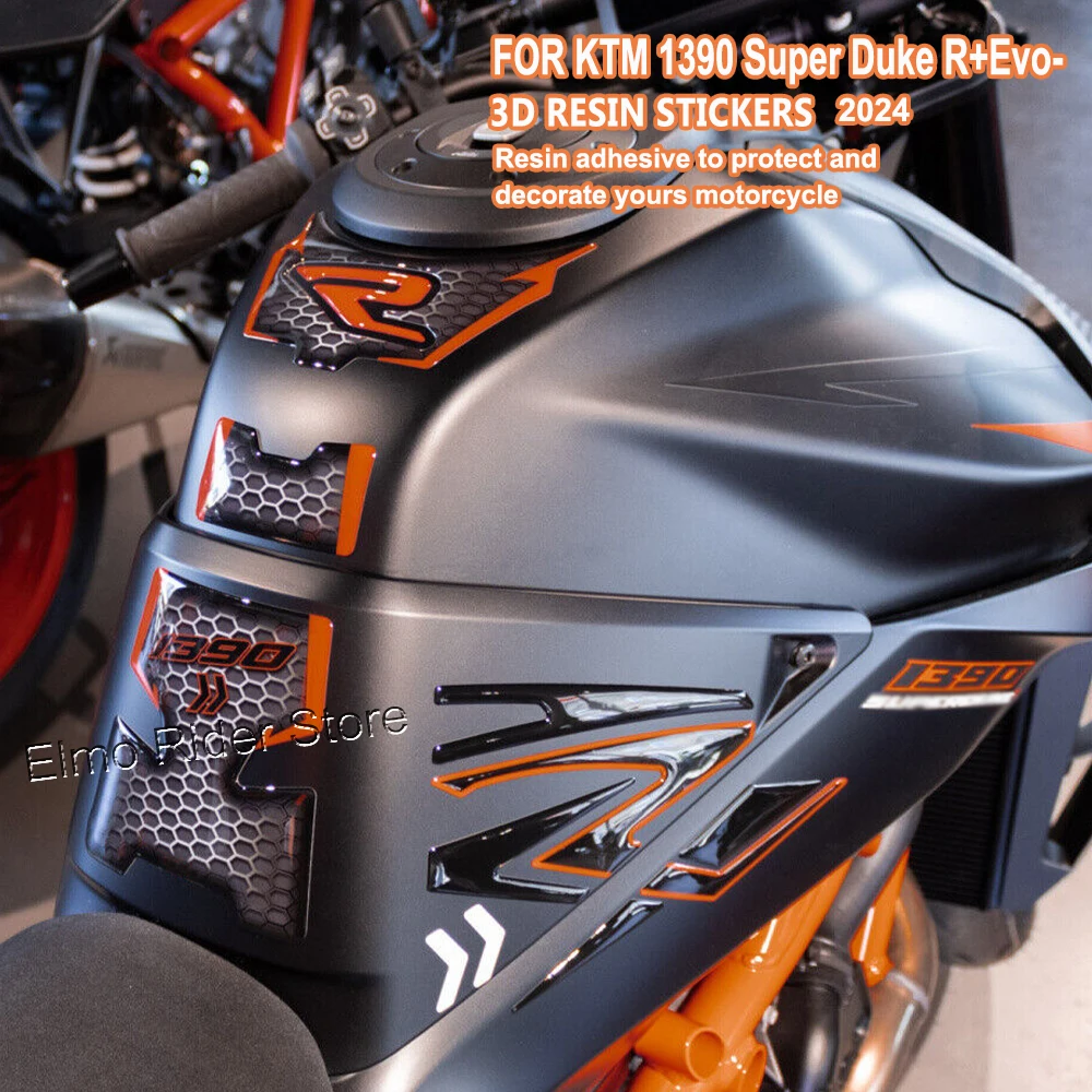 3D Resin Motorcycle Protective Sticker Accessories Tank Pad Stickers For KTM 1390 Super Duke R+Evo- 2024