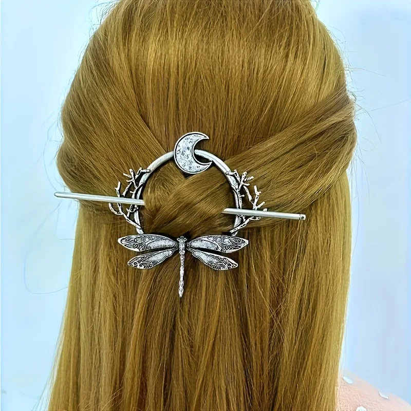 Elegant Viking Retro Crescent Cloud Hair Clip Witchcraft Moon Hair Stick Pagan Gothic Girl Hair Jewelry Party Accessories