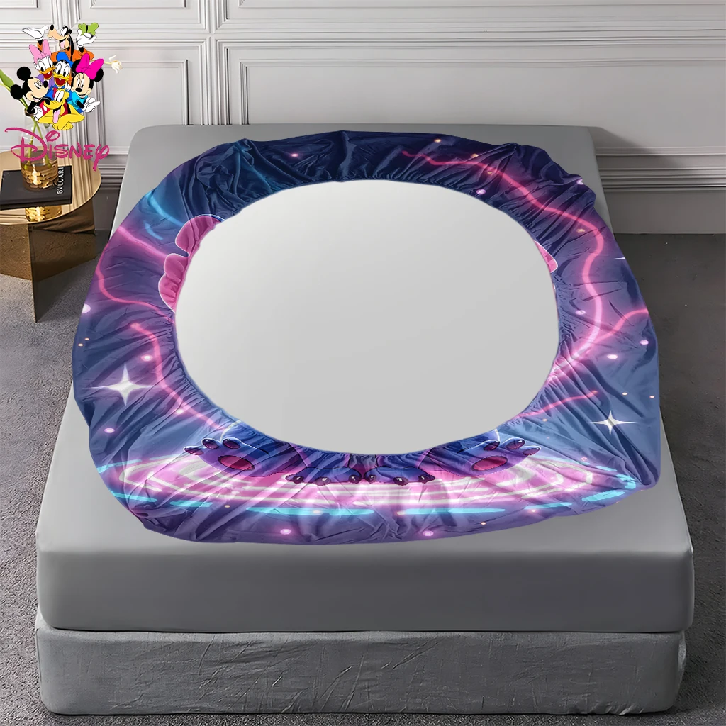 2/3pcs Disney Cyber Neon Stitch Fitted Sheet Set Digital Print Comfortable Cute Soft Comfortable Cute Soft