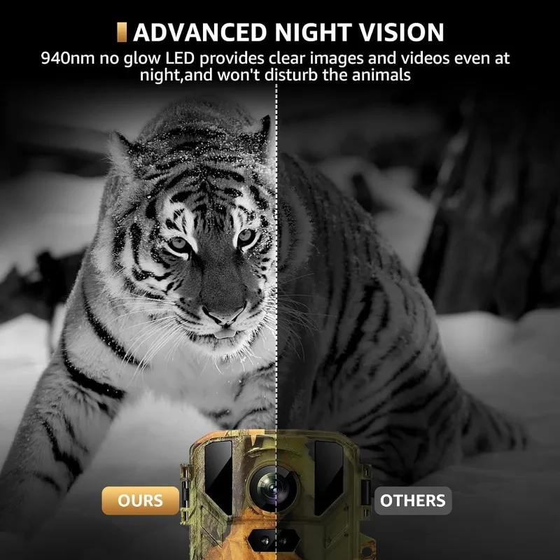 50MP 4K Mini Trail Camera with Night Vision  Outdoor Hunting Wildlife Unfiltered Waterproof Nature Unseen Captured Home Safety