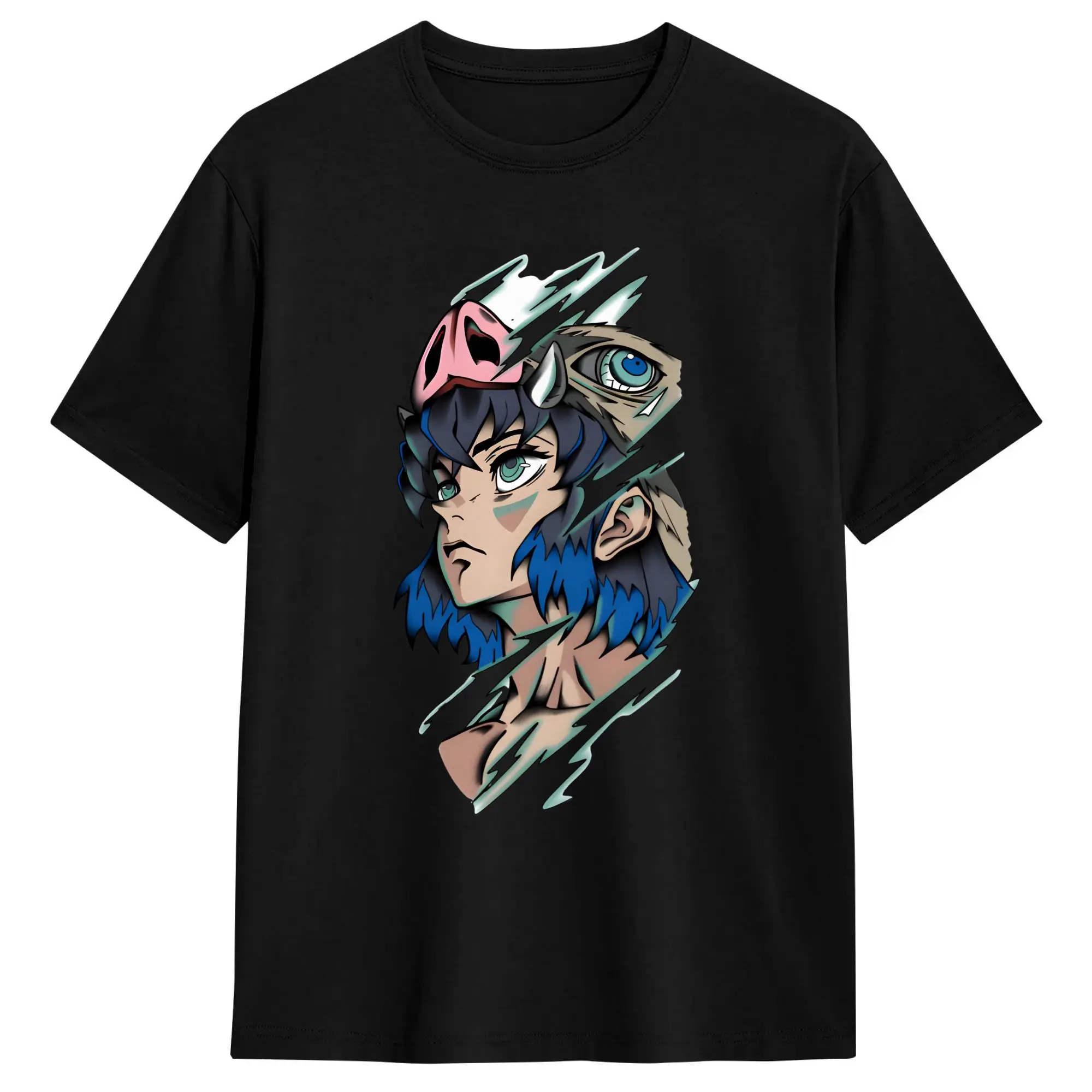 Inosuke  T Shirt Summer Demon Slayered 100% Cotton T Shirts For Men Hip Hop Casual Tee Shirt Short-Sleeved Y2K Fun Tops