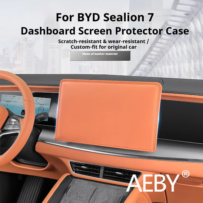 AEBY para BYD Sealion 7 2024 Protetor de tela de toque de couro, capa de exibição de navegação transparente HD antiarranhões, acessórios para carro