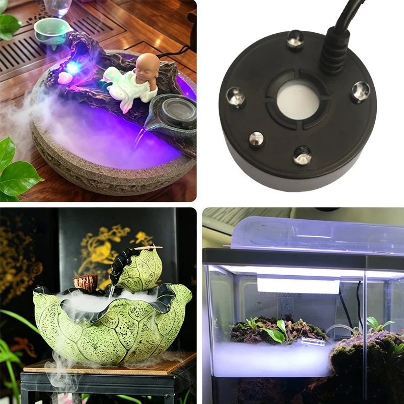1 Stück 5V USB Nebelerzeuger Vernebler Wasserbrunnen Aquarium Teich Zerstäuberkopf mit 4 LED-Farblichtern – Detail 6