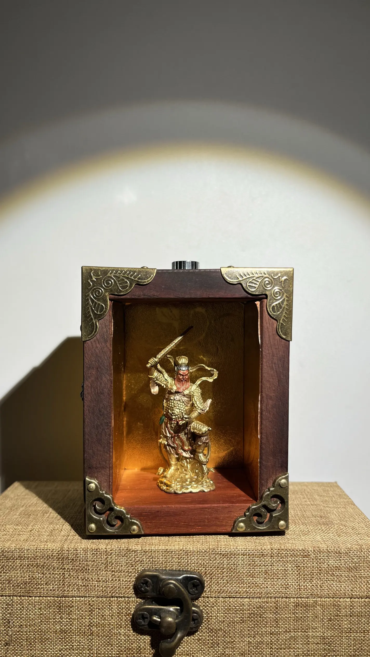 Wang Lingguan with Shrine Taiyi Lei Sheng Ying Hua Tianzun King Marshal Lingguan Solid Pure Painted Taoist Statue