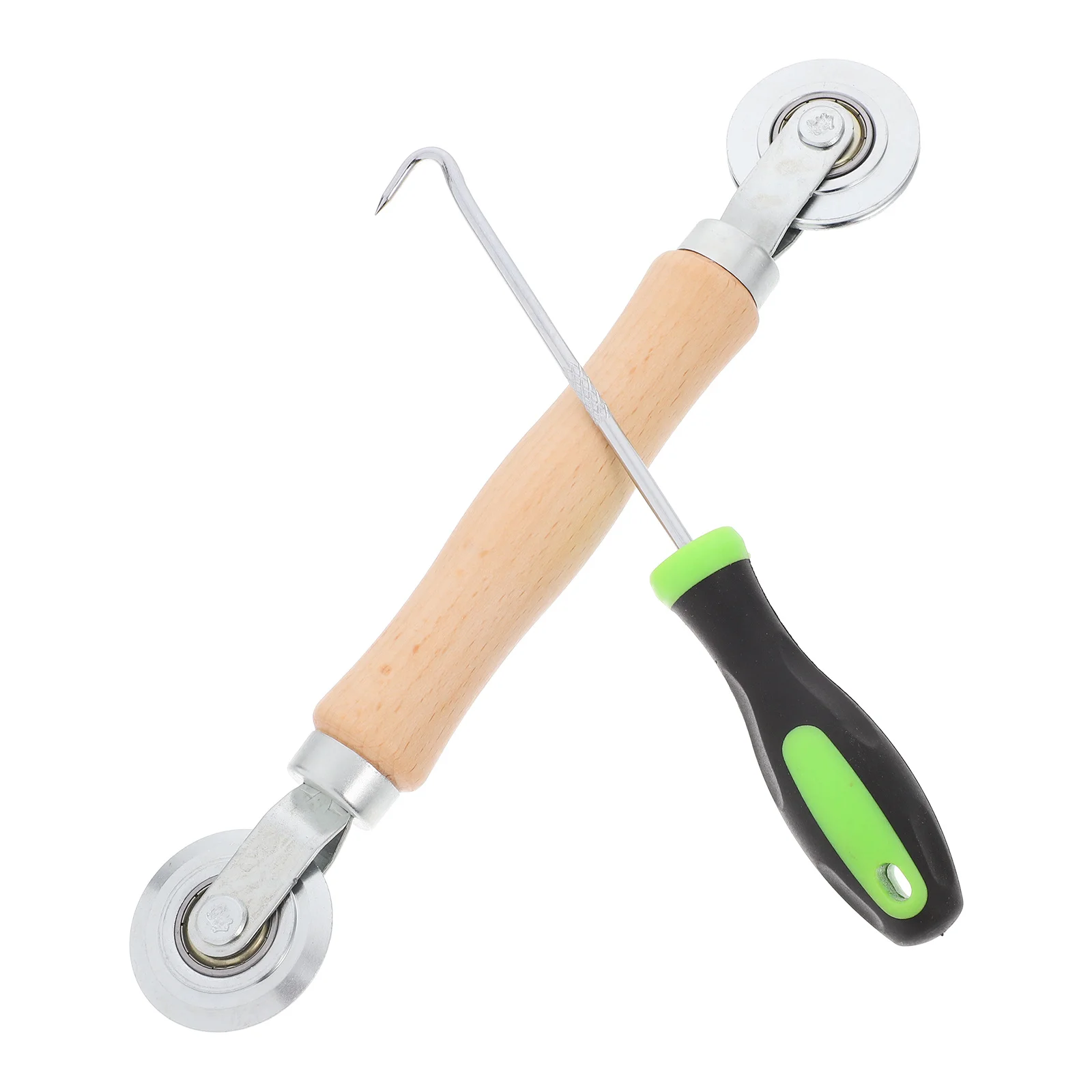 2Pcs Window Screen Installation Tool Mesh Screen Spline Roller Kit Durable Wood Handle Metal Carbon Steel Double Wheel Window