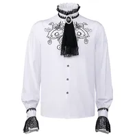 2025 New Euro-American Medieval Steampunk Gentleman White Embroidered Shirts for Men and Women,Stage Performance Costumes Unisex