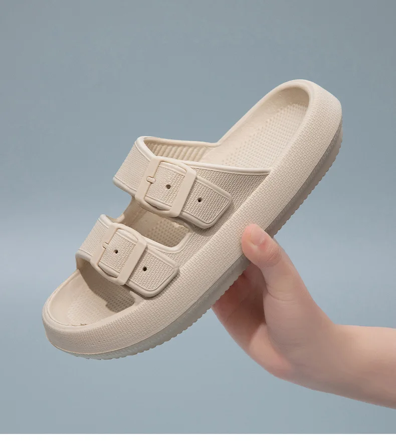 Summer Couple Flip Flops Outdoor Thick Sole Slippers for Women Men Home Sandals with Double Strap