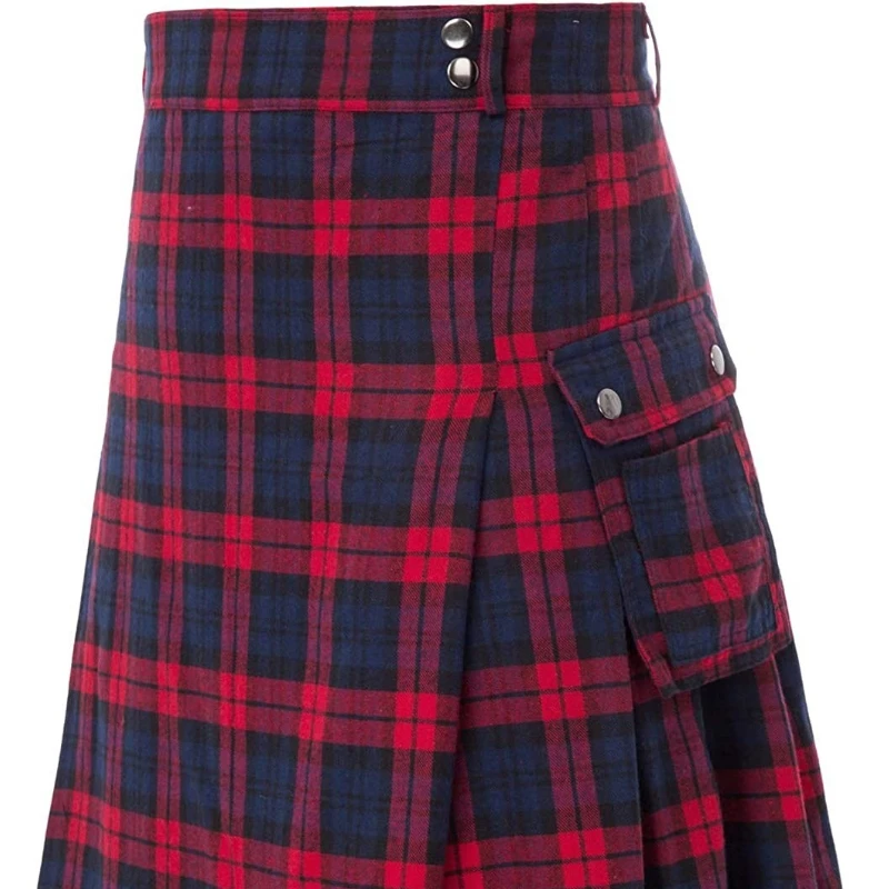 2026 Vintage Scottish-Style Buckle Skirt for Men & Women,Multi-Color Plaid Patchwork Contrast Pleated Stage Performance Skirts