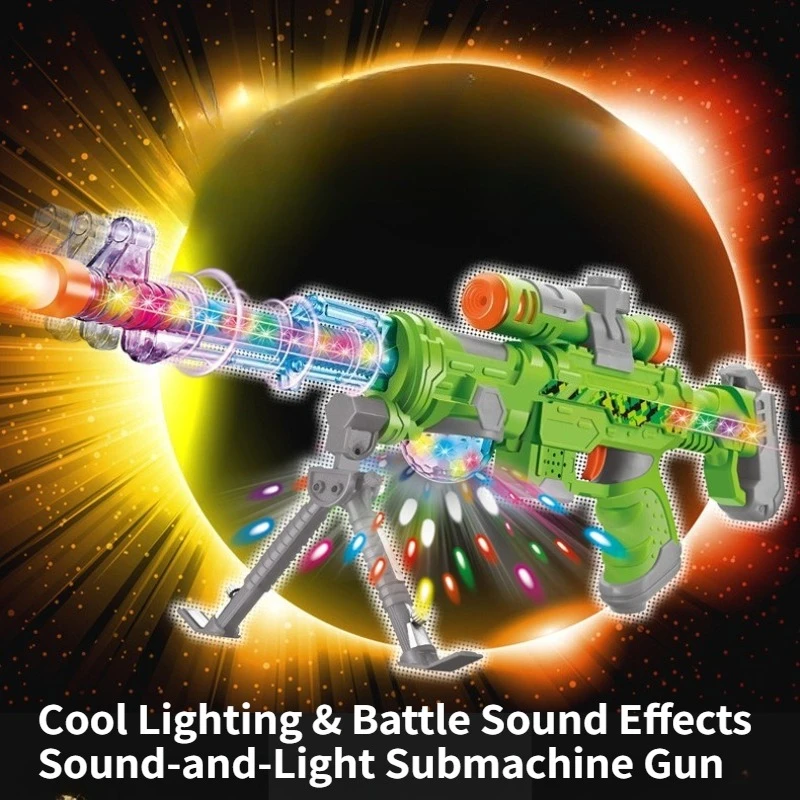 Multicolor Flashing Submachine Gun with Battle Sound Effects Colorful LED Machine Gun Interactive Toy Pistol for Boys Kids Gifts