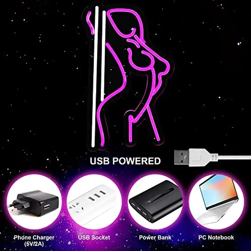 女性のためのポータブルLEDネオンランプ,セクシー,ピンク,女の子の部屋の装飾,調光可能な記号,バーパーティー,家庭,寝室,壁,食堂の装飾,ギフト