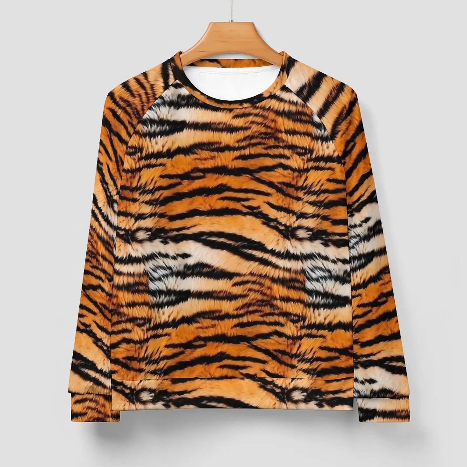 Tiger Stripes Streetwear Sweatshirts Spring Animal Print Y2k Cute Hoodies Male Oversized Classic Graphic O Neck Hoodie