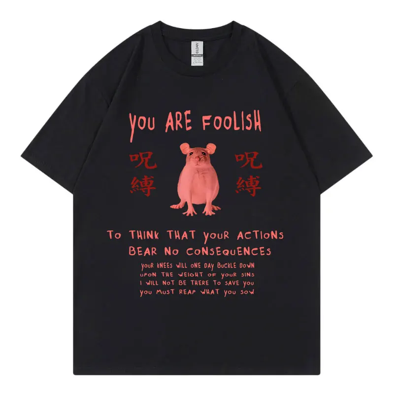 

You Are Foolish Rat Funny Meme T Shirt Harajuku Japanese Style Short Sleeve T-shirt Men Women Clothing Gothic Fashion T-shirts