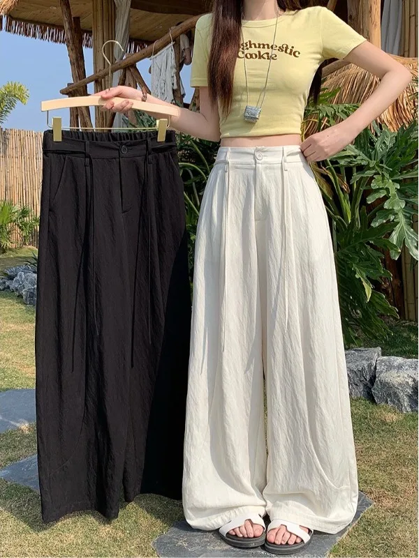 

High Waist Wide Leg Pants Women's Loose Fit Casual Trousers Spring Summer New Sle Korean Sle Commute Wind Bright Tead