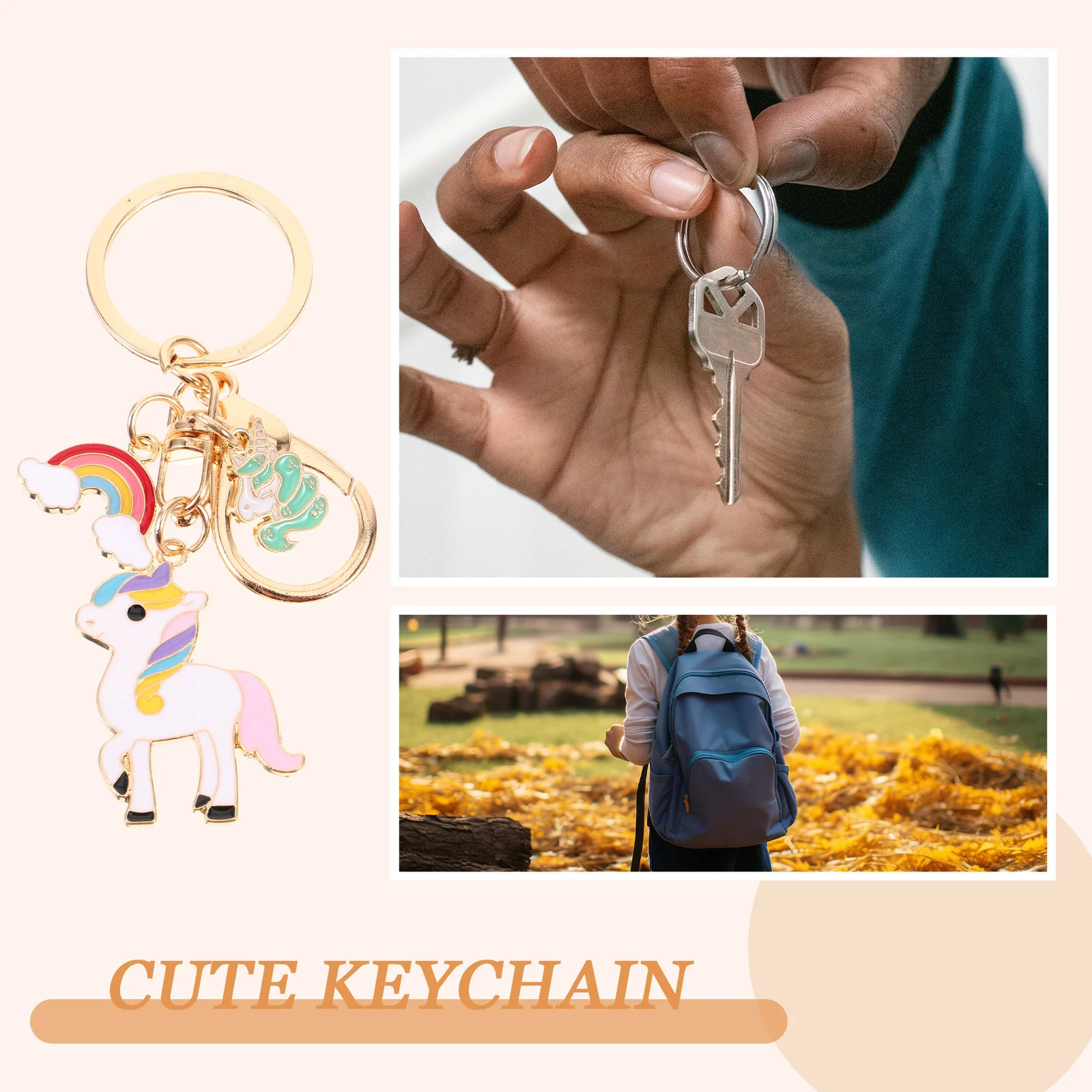 Unicorn Keychain Charm Keychains Purse Charms Lanyard Cute Keyring Backpack Pendant Jewelry Friendship for Keys Car