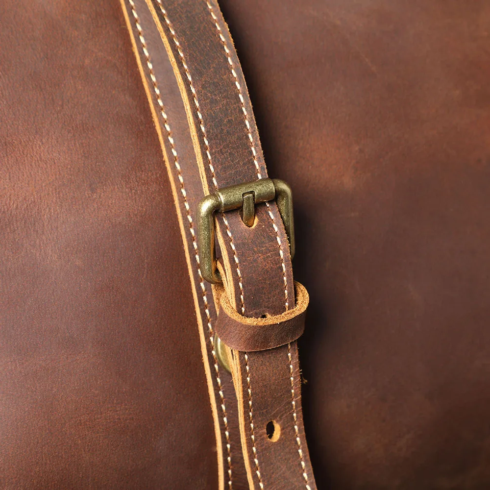 S.WORKER Handgefertigte Reisetasche aus Vollnarbenleder, Echtleder, große Kapazität, Business-Gepäck, Wochenend-Reisetasche – Detail 14