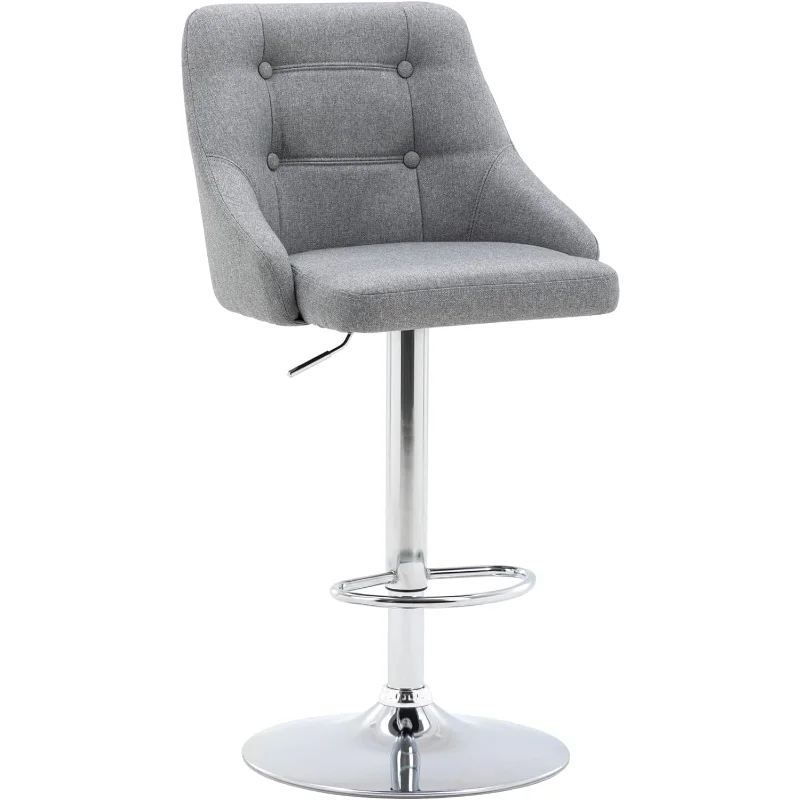 

Brage Living Swivel Bar Stool with Back, Adjustable Fabric Tufted Barstool, Upholstered Counter Dining Cafe (Light Grey)