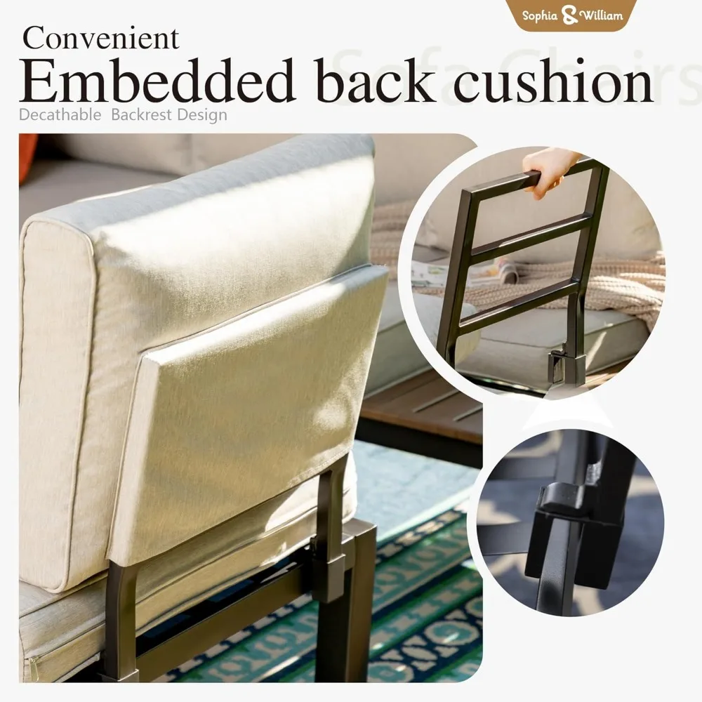 مجموعة أثاث الفناء الخارجي، مجموعة محادثة فناء أريكة معدنية مقسمة مع وسائد - 2 × أريكة مفردة