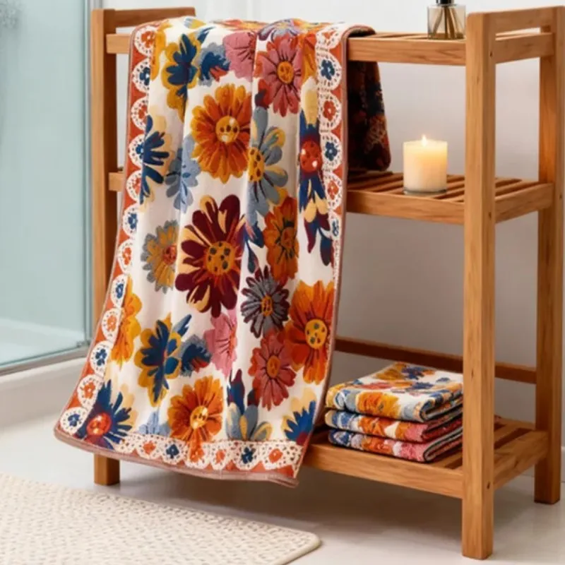 Reine Baumwolle Geschenk-Handtuchdecke Jacquard Blumenmuster Lässige Weiche Flugzeugdecke für Zuhause Sofa Büro Nickerchen Multifunktionale Wurfdecke