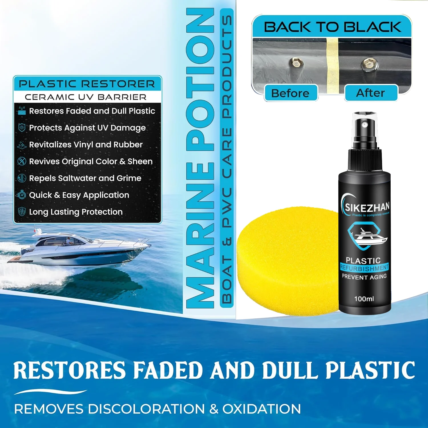 Renovador de plástico: crema profesional de restauración de molduras de barcos para renovar superficies descoloridas con resistencia a los rayos UV y protección duradera