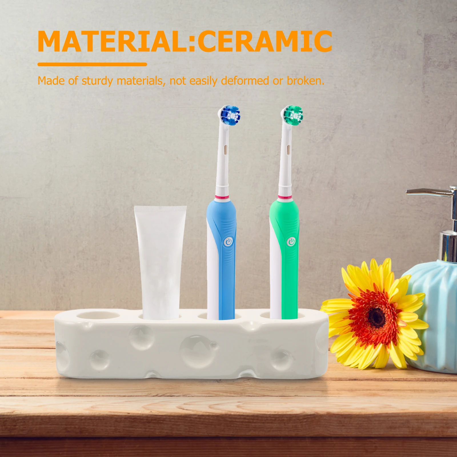 

Ceramic Toothbrush Holder Electric Toothpaste Holder Makeup Brush Storage Sink Organizer Bathroom Countertop Toothbrush Cup