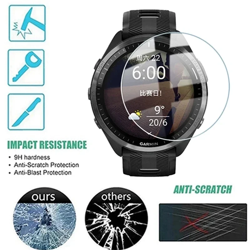 กระจกนิรภัยป้องกันหน้าจอสำหรับ Garmin Watch Forerunner 965 955 945 935 745 745 645 630 620 245เมตร235 158ฟิล์มกระจก45 55