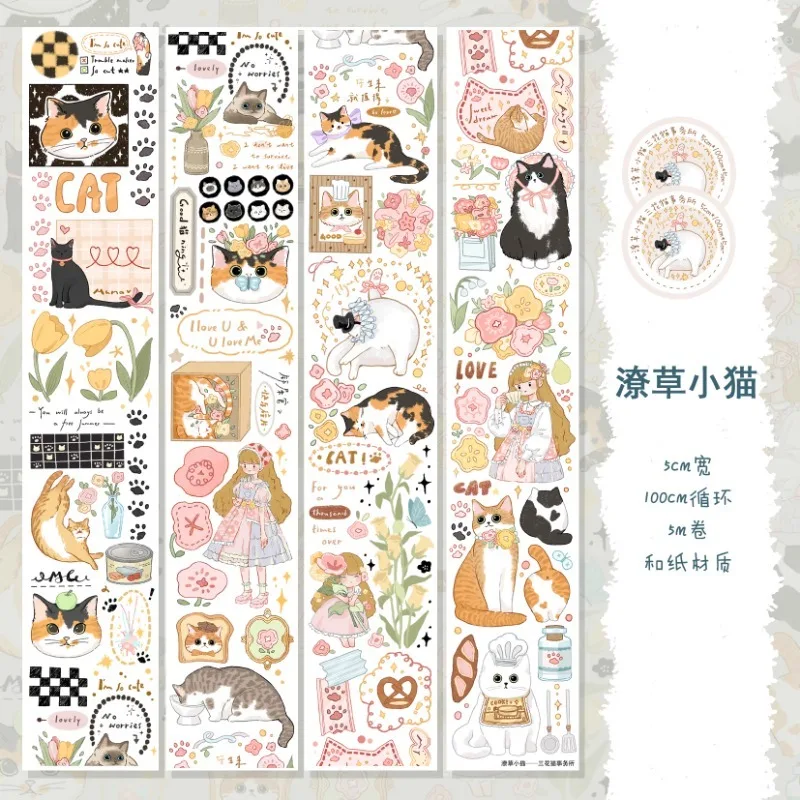 

Lovely Cat Girl Words PET Washi Tapes Craft Supplies DIY Scrapbooking Card Making Decorative Plan Sticker