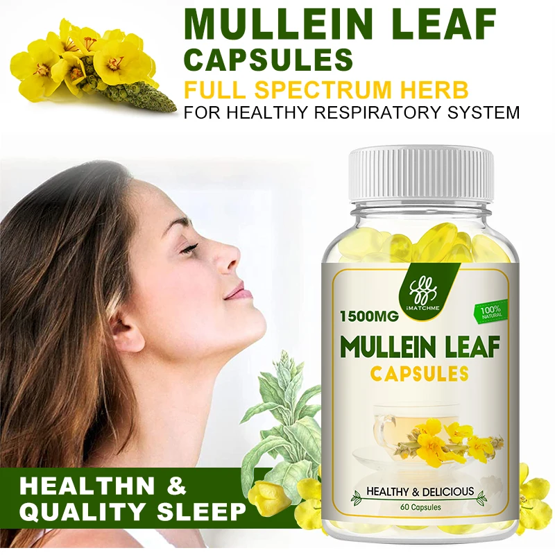 Organic Mullein Leaf Herb Supplement for Lungs Cleanse - Pure Mullein Extract - Respiratory Health, No Gmos - No Fillers